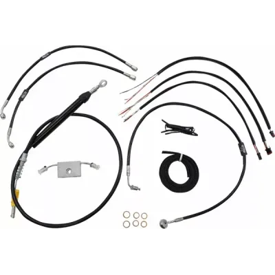 Complete Black Vinyl Braided Handlebar Cable/Brake Line Kit