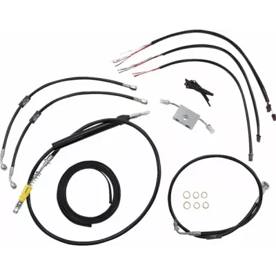 Complete Black Vinyl Braided Handlebar Cable/Brake Line Kit