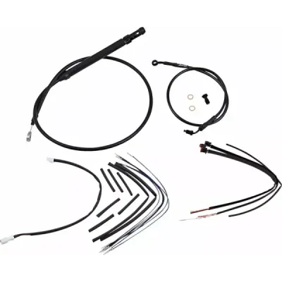 Complete Black Vinyl Handlebar Cable/Line Kit for Ape Hanger Handlebars