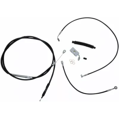 Kit complet de cabluri de ghidon și frână din vinil negru împletit