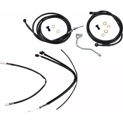 Kit complet de cabluri/linii de ghidon din vinil negru pentru ghidoane Ape Hanger