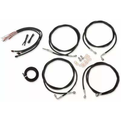 Complete Black Vinyl Braided Handlebar Cable/Brake Line Kit