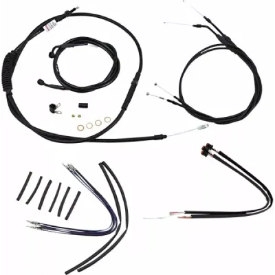 Kit complet de cabluri/linii de ghidon din vinil negru pentru ghidoane tip Ape Hanger