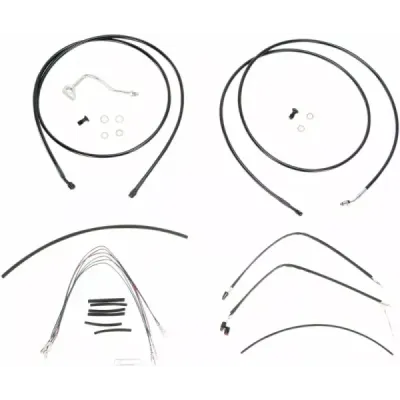Kit complet de cabluri/linii de ghidon din vinil negru pentru ghidoane Ape Hanger