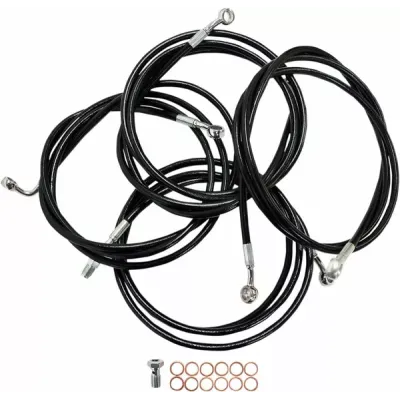 Standard Black Vinyl Braided Handlebar Cable/Brake Line Kit