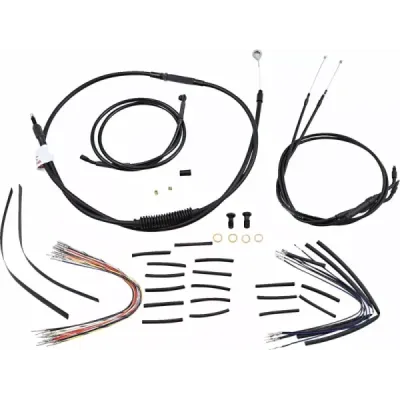 Kit complet de cabluri/linii de ghidon din vinil negru pentru ghidoane tip Ape Hanger