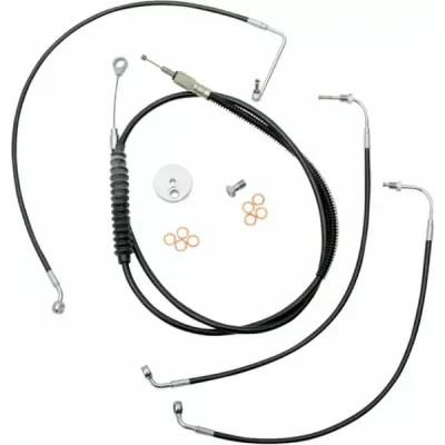 Set de cabluri / linii de frână pentru ghidon cu mâner împletit din vinil negru standard