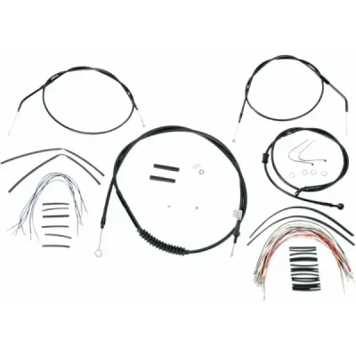 Complete Black Vinyl Handlebar Cable/Line Kit for Ape Hanger Handlebars