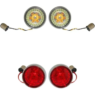 Complete Front & Rear Turn Signal Conversion Kit with Bullet Bezel Lenses